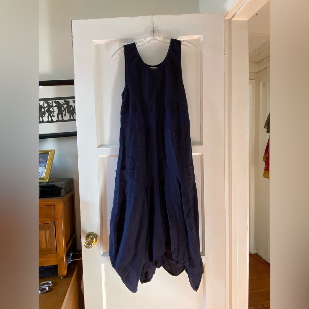 Neiman Marcus Deep Blue Linen Dress NWT